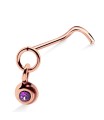 Ballring Stone Silver Curved Nose Stud NSKB-44